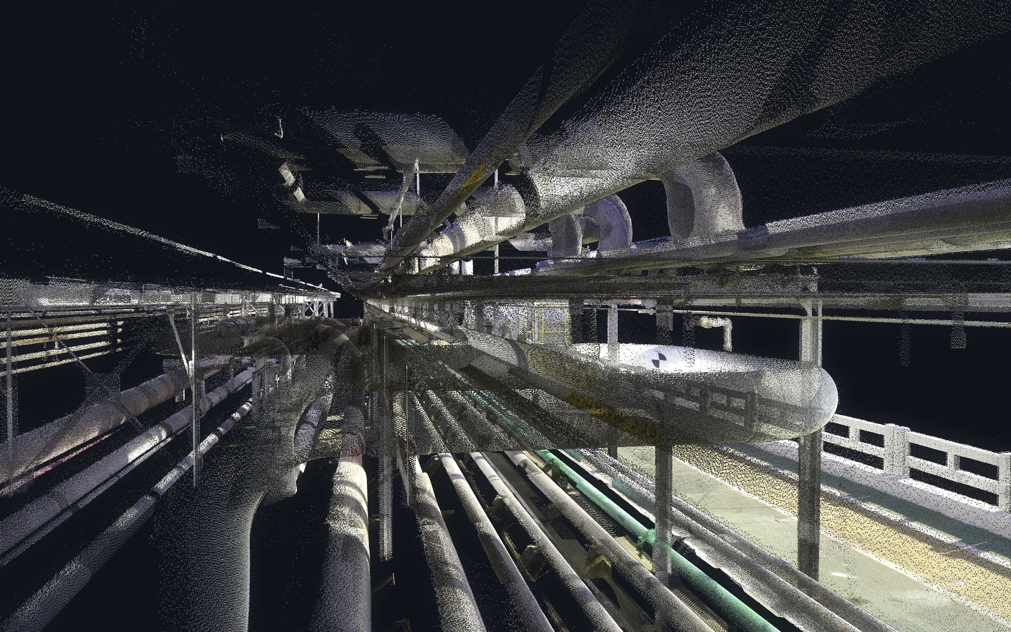 Nuvem de pontos densa do segundo corredor de tubulações, em perspectiva