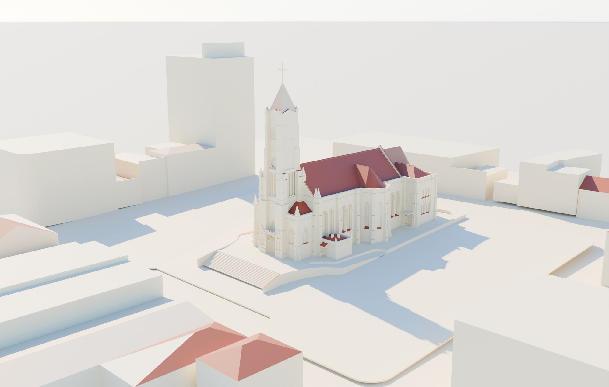 Modelo BIM LOD 300 da Igreja Sagrado Coração de Jesus dos Polacos, com o quarteirão