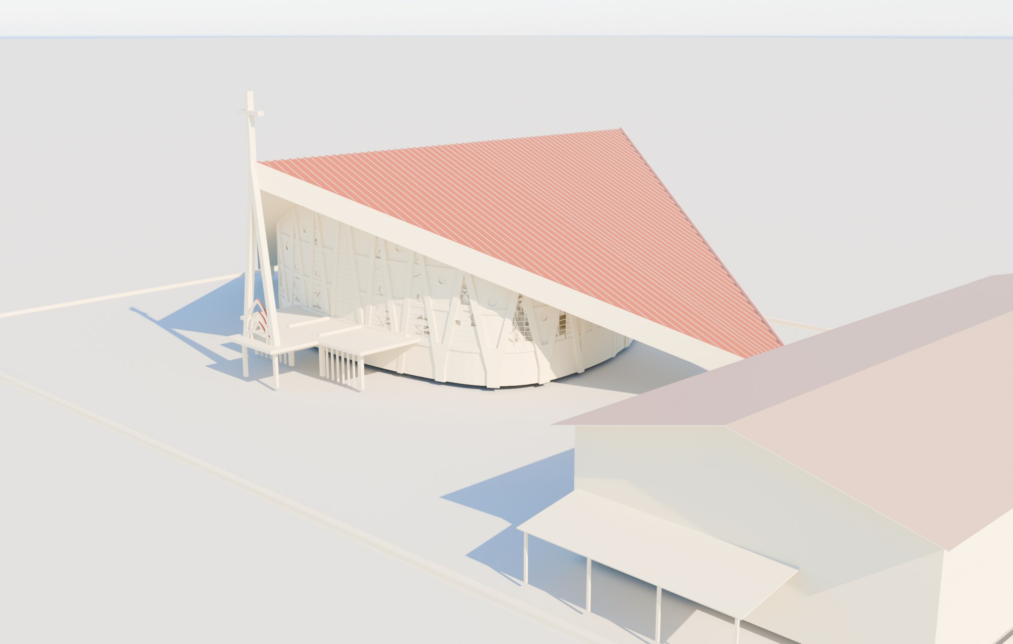 Modelo BIM LOD 300 da Igreja São Sebastião de Ponta Grossa, cobertura em tenda